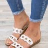 Forever Link Shoes White Laser Cut Detail Double Strap Sandals
