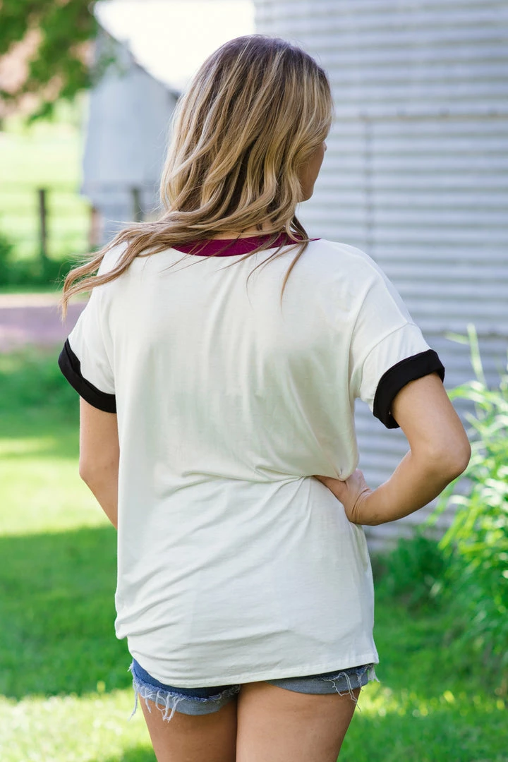 Blumin Apparel Tops White V-Neck Top With Contrast Trim 5 Blumin Apparel Tops White V-Neck Top With Contrast Trim