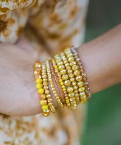 Urbanista Mustard Glass Bead Stretch Bracelet Accessories