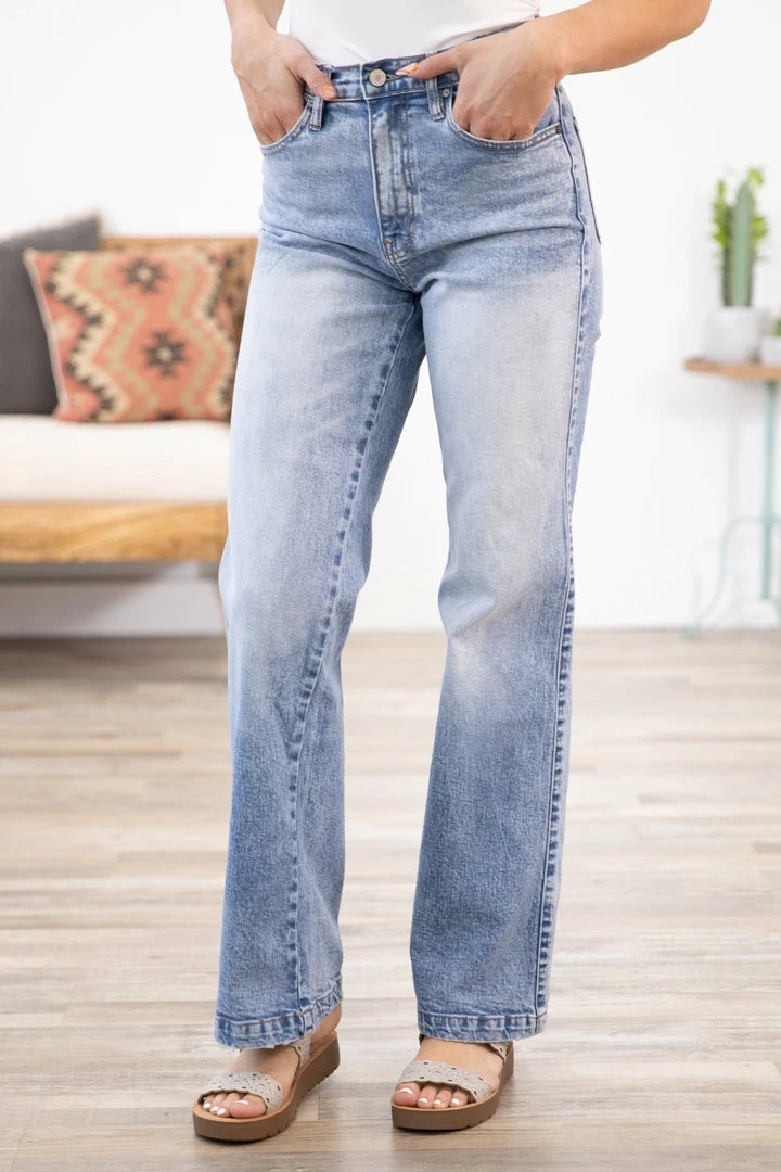 Kancan Light Wash Bleached 90s Flare Jeans Bottoms 3 Kancan Light Wash Bleached 90s Flare Jeans Bottoms