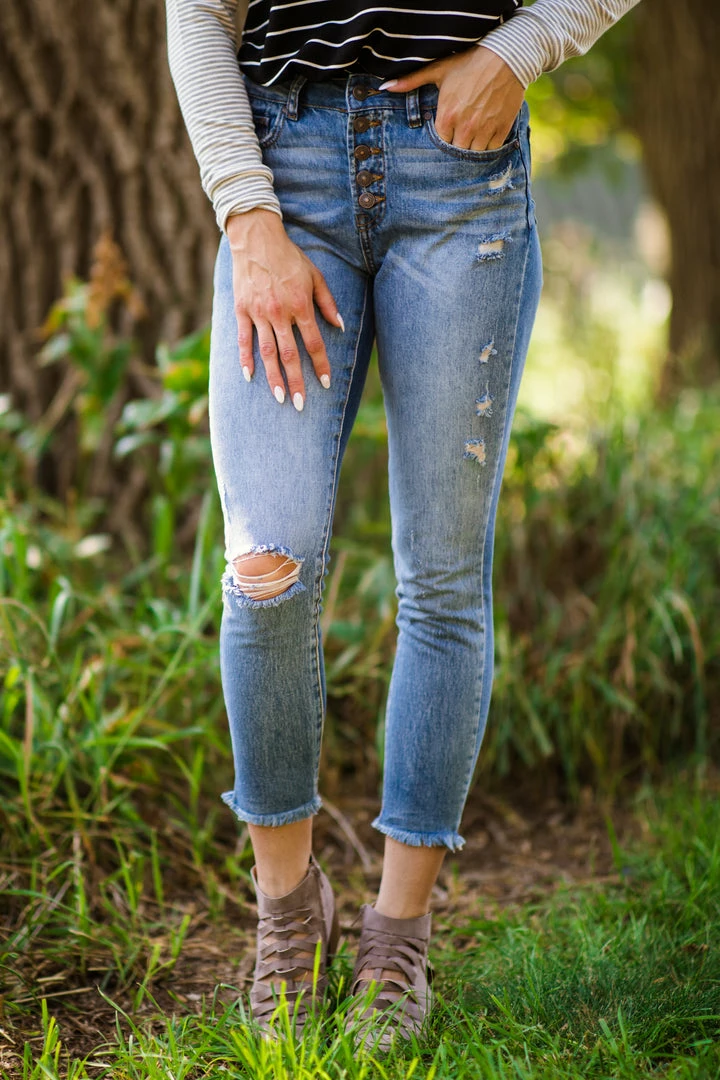 Rewash Medium Wash Button Fly Fray Hem Jeans Bottoms 3 Rewash Medium Wash Button Fly Fray Hem Jeans Bottoms