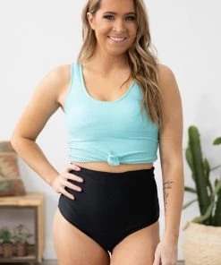 Coral Reef Swim Black And White Stripe Reversible Swim Bottom