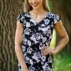 Sew In Love Black And White Floral Ruffle Trim Tank