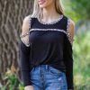 Haptics Black And Tan Animal Print Trim Top Tops