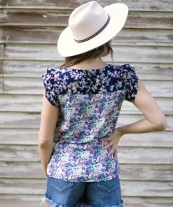 Staccato Lavender Multicolor Floral Ruffle Trim Top 7 Staccato Lavender Multicolor Floral Ruffle Trim Top