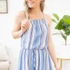 Staccato Blue Multicolor Striped Romper
