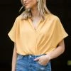 143 Story Mustard Surplice Front Bodysuit SHORT SLEEVES