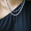 Isac Trading Sliver And Turquoise Chainlink Choker Necklace Accessories