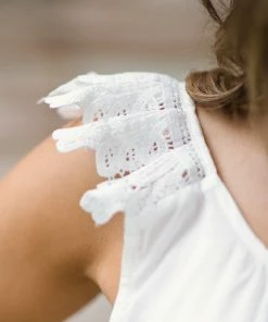 Staccato Tops White Crochet Trim Tank