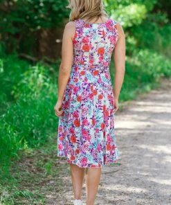 DRESS CODE Dresses Mint And Pink Floral Fit And Flare Dress