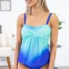 Shewin SWIMWEAR Blue Ombre Tankini Swimsuit 1 Shewin SWIMWEAR Blue Ombre Tankini Swimsuit