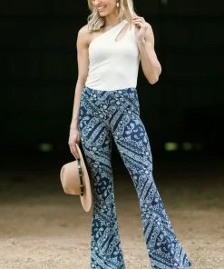 Bear Dance Navy Bandana Print Flare Pants