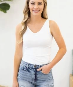 Yelete TANK TOPS White Reversible Seamless Tank Top