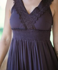 ASB FASHION Brown Lace Trim Maxi Dress Dresses