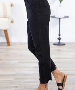 Rewash Black Raw Hem Relaxed Fit Jeans Bottoms