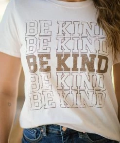 Tres Bien Beige And Taupe Be Kind Graphic Tee Tops