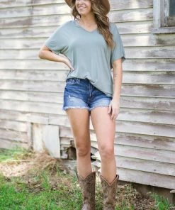 Julian J Sage V-Neck Short Sleeve Top Tops