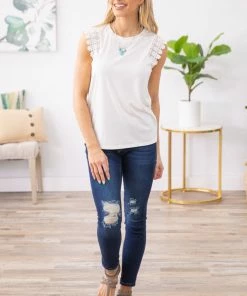 Supreme Fashion TANK TOPS White Crochet Trim Cap Sleeve Top 15 Supreme Fashion TANK TOPS White Crochet Trim Cap Sleeve Top