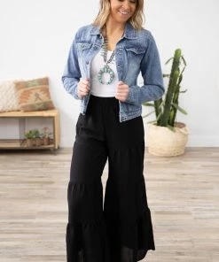 HyFve Bottoms Black Tiered Pull On Palazzo Pant