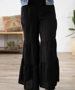 HyFve Bottoms Black Tiered Pull On Palazzo Pant