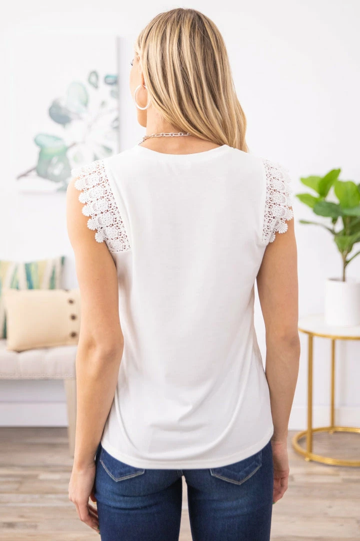 Supreme Fashion TANK TOPS White Crochet Trim Cap Sleeve Top 9 Supreme Fashion TANK TOPS White Crochet Trim Cap Sleeve Top