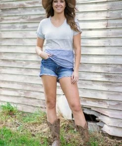 Staccato Light Grey And Olive Stripe Colorblock Top Tops