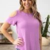 Viamor Tops Orchid Cold Shoulder Top