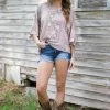 Andree By Unit Tops Sage And Blush Floral Geometric Print Top