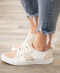Jellypop Shoes Cream And Ivory Colorblock Platform Sneakers