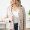 Haute Monde Tan And White Plaid Blazer LONG SLEEVES