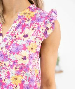 Staccato Tops Pink Multicolor Floral Print Notch Neck Top 9 Staccato Tops Pink Multicolor Floral Print Notch Neck Top