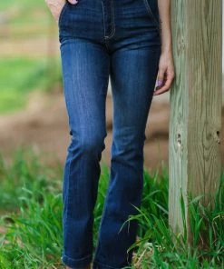 Bottoms Cello High Rise Two Button Flare Jeans