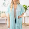 Filly Flair CARDIGANS Aqua Kimono With Rhinestone Trim
