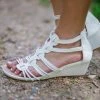 Forever Link Shoes White Back Zip Wedges