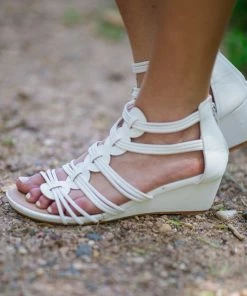 Forever Link Shoes White Back Zip Wedges