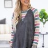 Haptics Steel Multicolor Stripe Sleeve Rib Knit Top 2 Haptics Steel Multicolor Stripe Sleeve Rib Knit Top