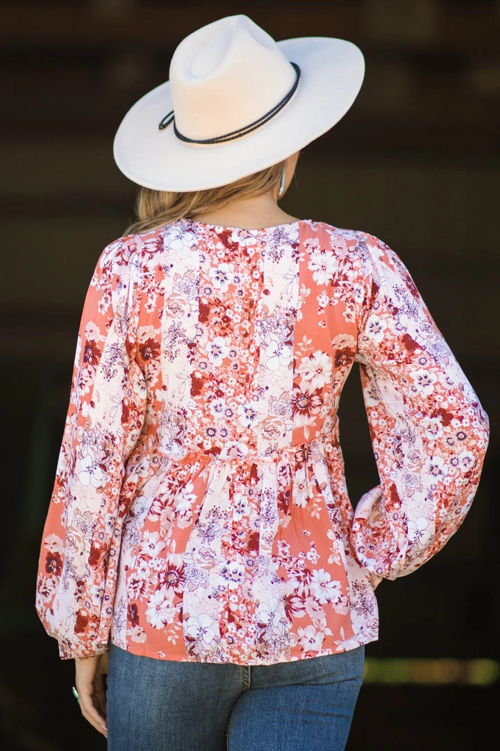 Andree By Unit Salmon Floral Print Babydoll Top 5 Andree By Unit Salmon Floral Print Babydoll Top