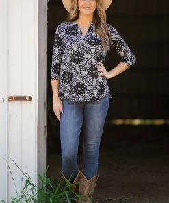 Sew In Love Black And White Medallion Print Top Tops 6 Sew In Love Black And White Medallion Print Top Tops