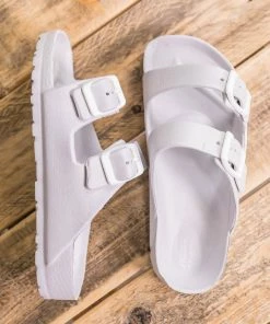 Ultimate Sports Light Grey Kids Double Strap Slide On Sandals