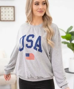 ORANG Grey USA Graphic Sweatshirt