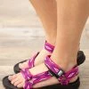Ultimate Sports Shoes Fuchsia Multicolor Aztec Strap Sandals