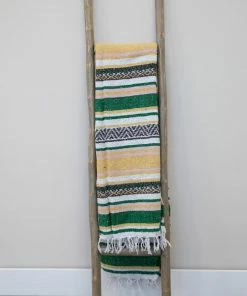 Ramatex International Mustard And Green Aztec Fringe Blanket