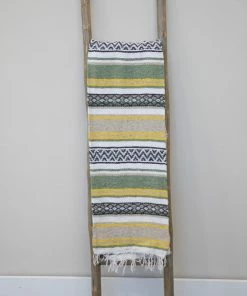 Ramatex International Yellow And Light Grey Aztec Fringe Blanket