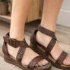 Olem Shoe Corporation Brown Criss-Cross Strap Wedge Sandals Shoes