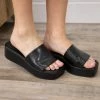JP Original Corp Black Slide On Platform Wedges Shoes