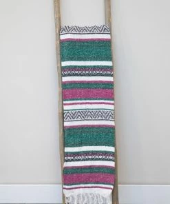 Ramatex International Hunter Green And Blush Aztec Fringe Blanket