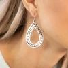 Isac Trading Silver Lazer Cut Detail Teardrop Earrings
