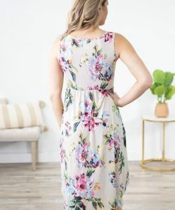 Heimish Dresses Beige Multicolor Floral Print Midi Dress 9 Heimish Dresses Beige Multicolor Floral Print Midi Dress