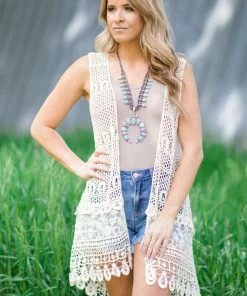 ADORA Ivory Crochet Lace Vest