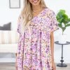 Haptics Lavender And Yellow Floral Short Sleeve Dress 2 Haptics Lavender And Yellow Floral Short Sleeve Dress